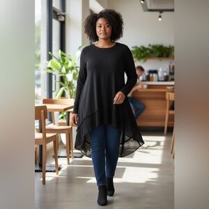 DG2 by Diane Gilman Black Asymmetrical Dress Size L